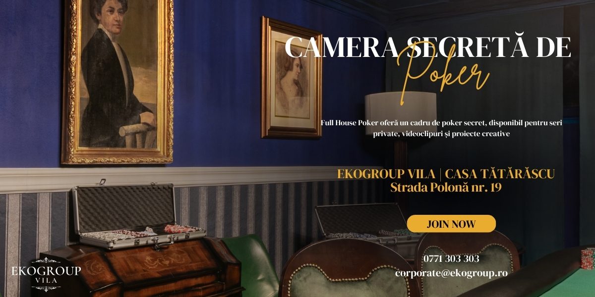 Full House Poker – O cameră de poker secretă cu atmosferă interbelică, disponibilă pentru închiriere privată în București
